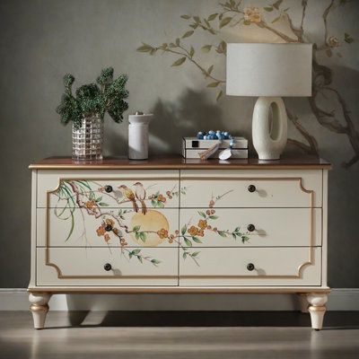 Hand-Painted Rustic 6-Drawer Accent Chest