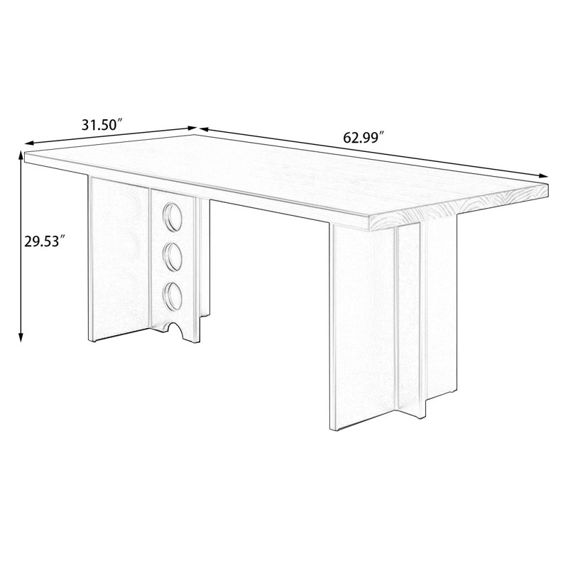 Bureaux rectangulaires noirs en bois massif, H 29,53 po x l 62,99 po x P 31,5 po