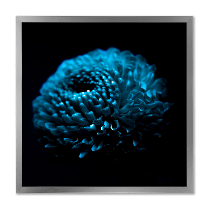 «Fractal Turquoise Flower», reproduction sur toile encadrée, H 16 po x l 16 po x P 1 po, Cadre photo argenté