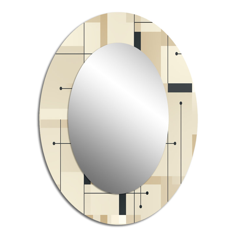 Miroir mural beige et gris Minimalist Grid Harmony, H 40 po x l 30 po