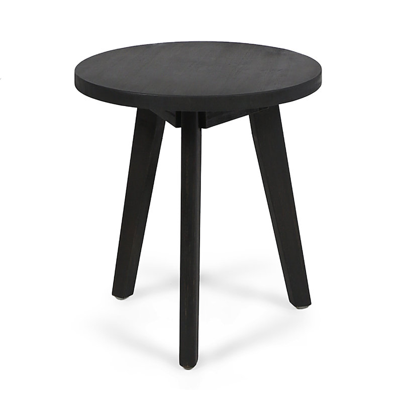 Table d'appoint ronde avec base trépied Ina, bois gris foncé 16 po