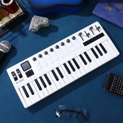 Portable Keyboard MIDI Controller With 8 Assignable Knobs & Backlit Drum Pads Music Production