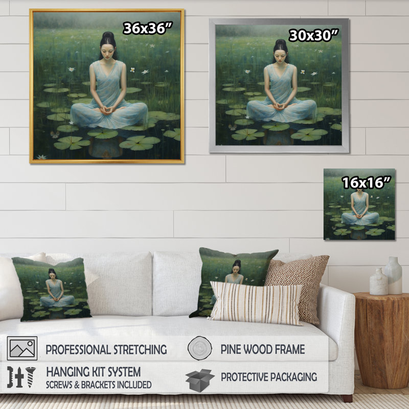 Mindfulness Grace Woman Nature Meditation I - reproduction d'art sur toile, H 16 po x l 16 po x P 1 po