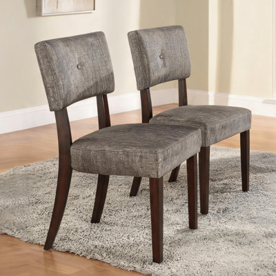 Dining Side Chair Set of 2, Slate Gray Fabric Upholstery, Solid Wood Espresso Legs, 20 L x 20 W x 36 H