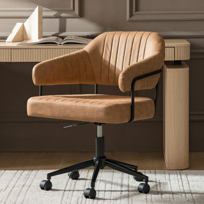 Honor Modern Industrial Simple Assembly Swivel Office Chair With Faux Leather And Tilt by Latitude Run
