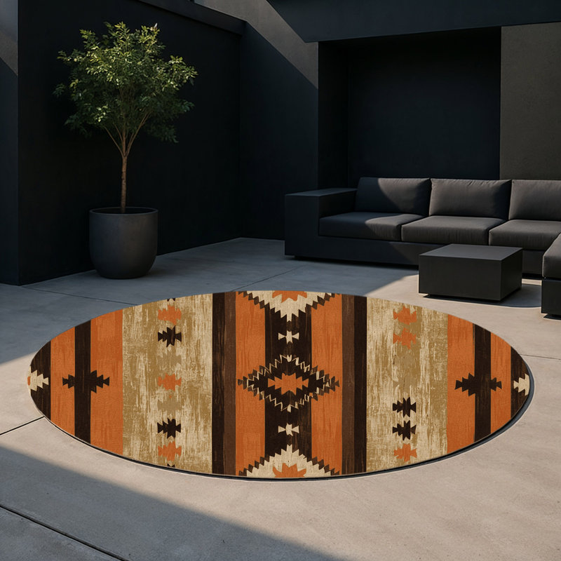 Sunlit Solstice Indoor And Outdoor Area Rug, Round 5'