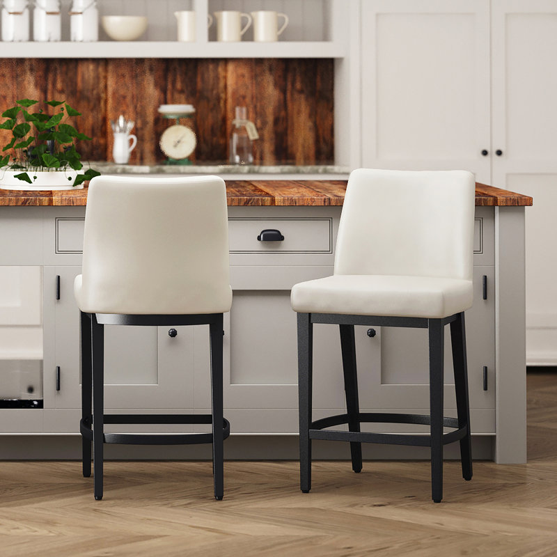 Urita Upholstered Counter Stool, Beige/Balck
