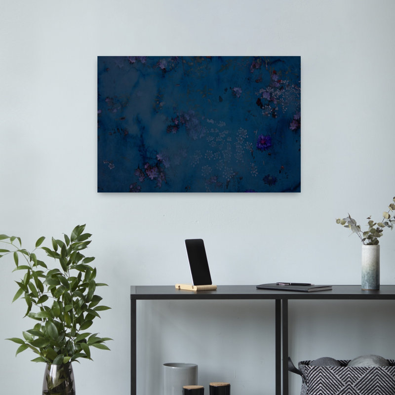 Art contemporain abstrait fleur éthérée rêveuse, H 16 po x l 24 po