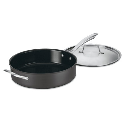 Poêle à sauter anodisée dure de 5,5 pintes Cuisinart avec poignée et couvercle Green Gourmet, noir