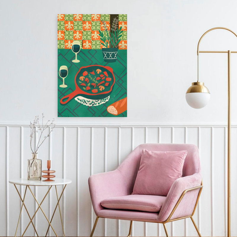 Art mural Cozy French Dinner, H 24 po x l 16 po