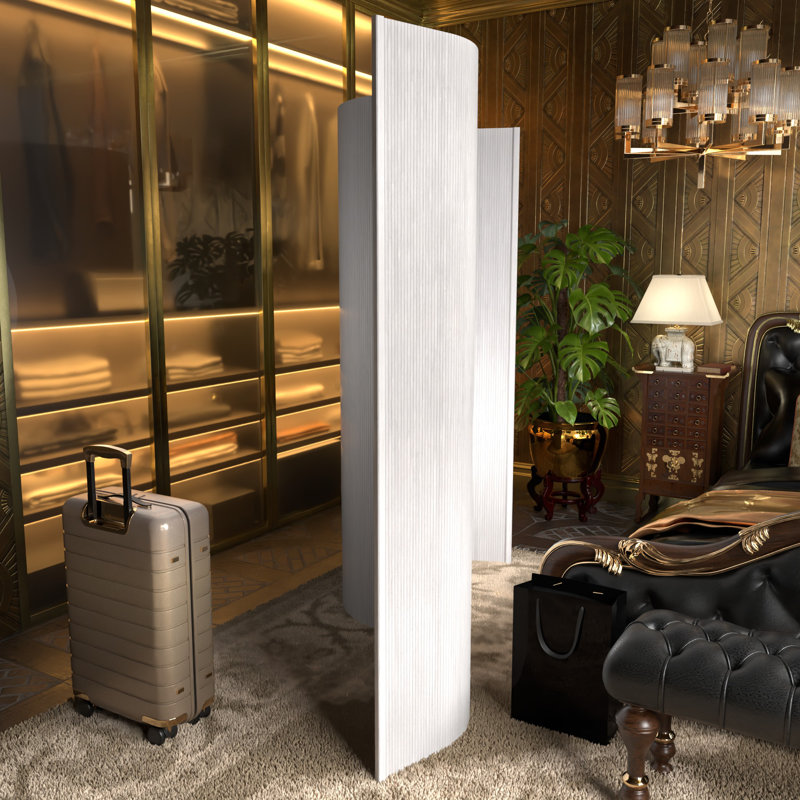 Siena Rolling Bamboo Room Divider, White, 6 ft. Tall