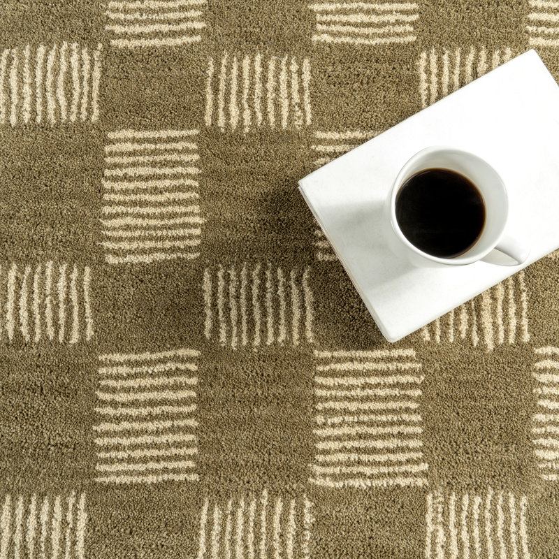 Quince Checkered Wool Area Rug, Rectangle 6' x 9'