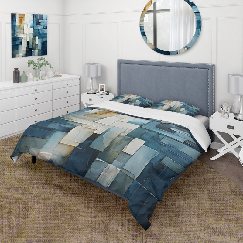 Ensemble de housse de couette Blue and White Nautical Shapes IV - Coastal Minimalisme