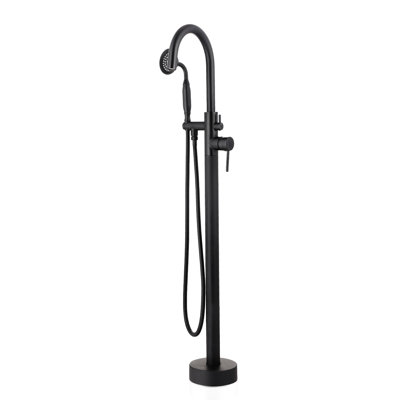Robinet de baignoire fixé au sol noir mat - Poignée en métal pour une utilisation à long terme Robinet de baignoire au sol dans la cartouche inclus Contrôle précis de l'eau