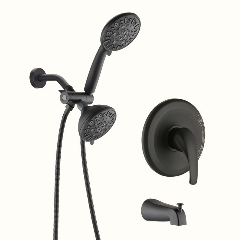 Complete Shower System with Rough in-Valve, Matte Black