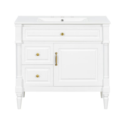 Meuble-lavabo autoportant 36 po avec lavabo en céramique 36 po