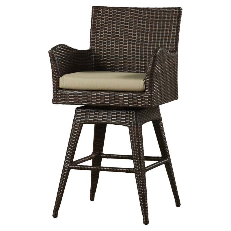 Kost Wicker Outdoor 27 " H Patio Stool with Cushion