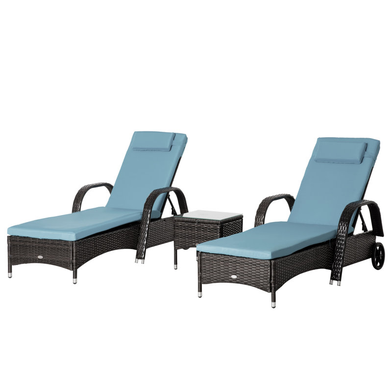 Shemsie Outdoor Metal Chaise Lounge with Table , Cushion Included, Gray