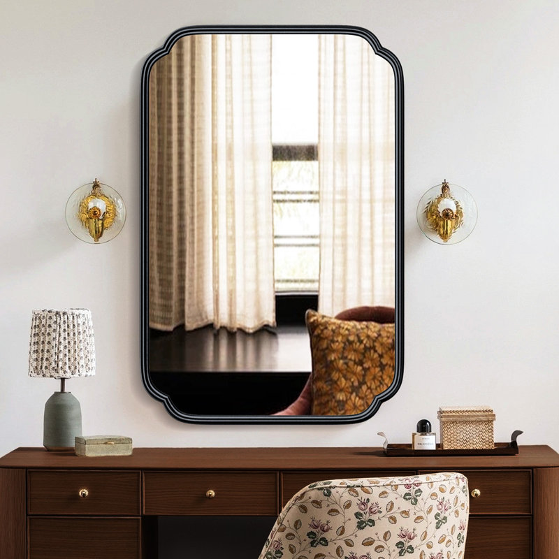 Marleth Modern Rectangular Bathroom Vanity Mirrors Mounted Wall Mirror High-Strength Tempered Glass, 36" x 24", Black