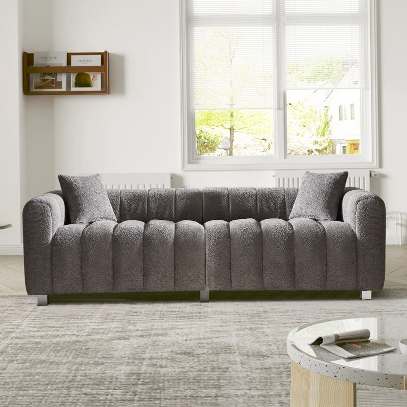 Causeuse 3 places 83,46 po, Velours rose, H 25,79 po x l 83,46 po x P 32,28 po