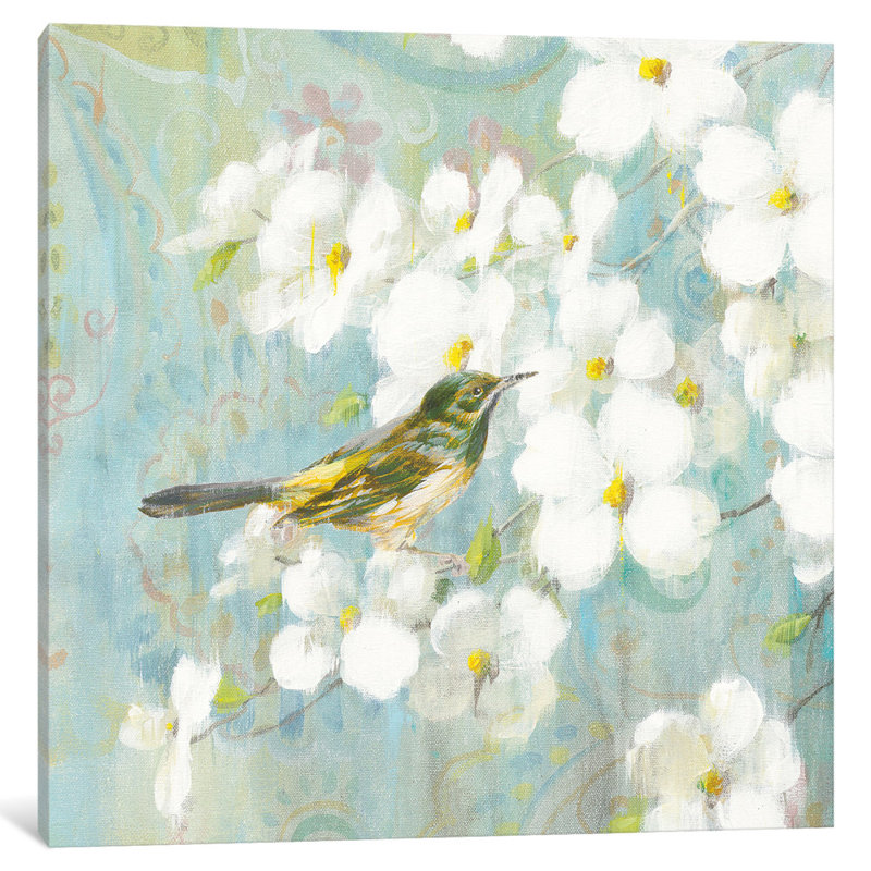 « spring rêve v », reproduction d’art sur toile tendue, H 24 po x l 24 po x P 1 po, Papier d'art encadré noir, Blanc