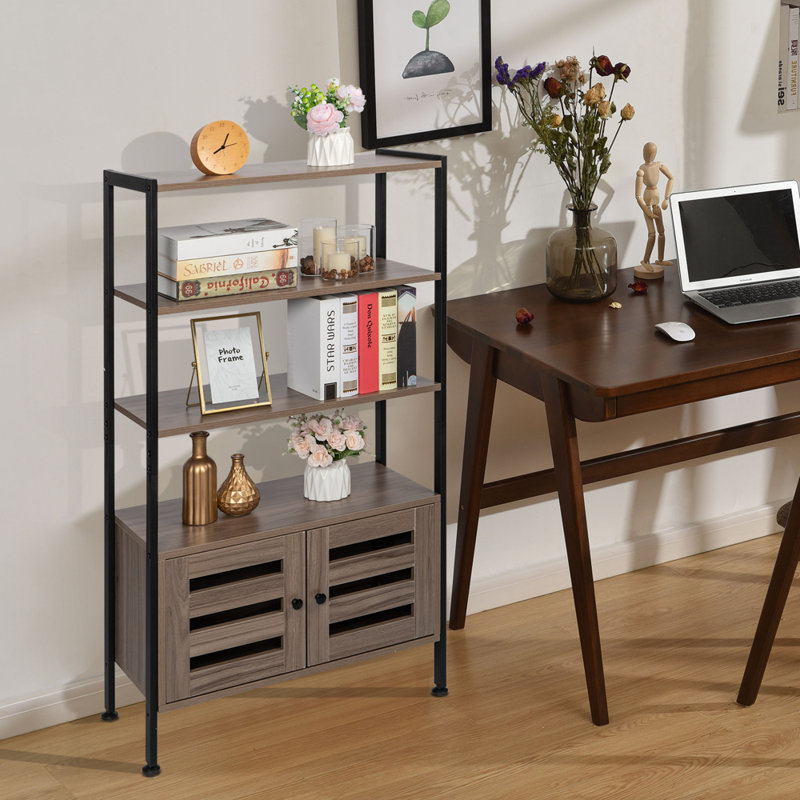 Alezae 121.5cm H x 68cm W Iron Standard Bookcase, Grey