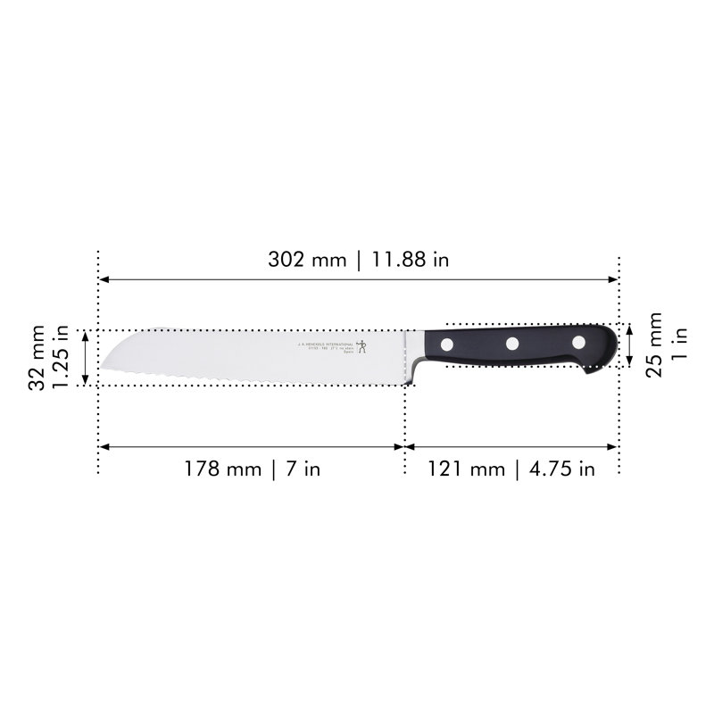 Henckels Classic 7-inch Black Stainless Steel Bread Knife