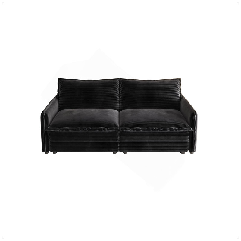 Canapé en tissu d'ameublement Corduroy, Noir