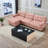 Deep Seat Sectionals, Wood Frame Modern Pink L Shaped Sofa For Home