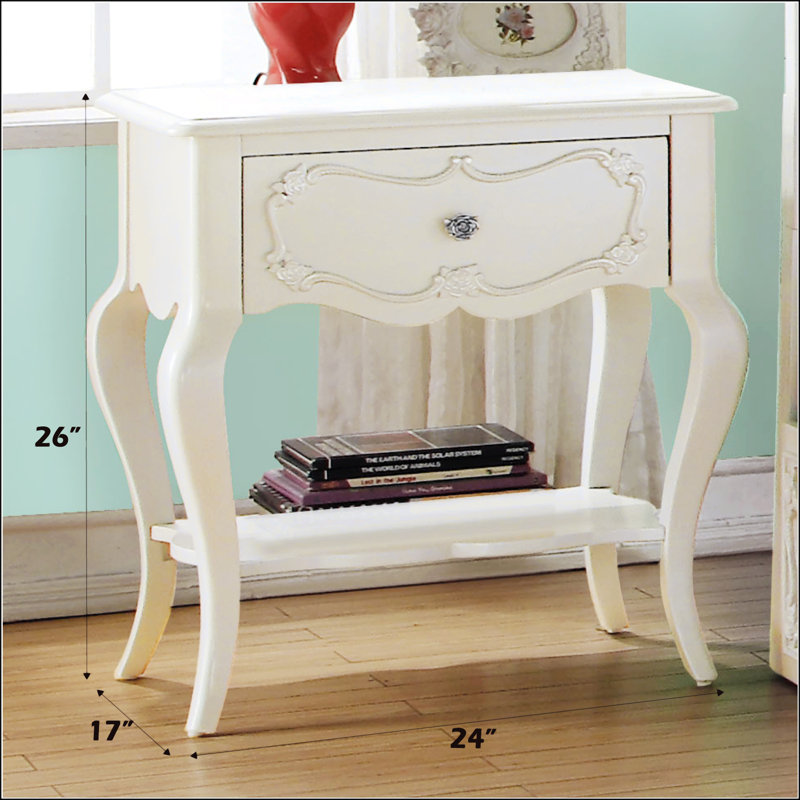 Table de chevet formelle avec perle et plateau Traditional