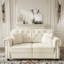 Canapé Chesterfield rembourré en velours avec garniture cloutée et accoudoirs roulés, canapé de style Mid-Century moderne capitonné, comprenant 2 coussins (2 repose-pieds)-840031673