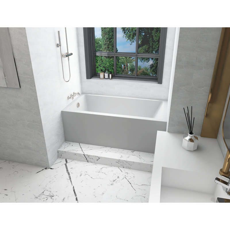 Niklaus 60'' x 32'' Glossy White Acrylic Alcove Bathtub