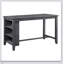 Ensemble de comptoir 5 pièces à finition grise avec table multifonctionnelle et 4 tabourets en similicuir noir, parfait pour les repas et les réceptions modernes