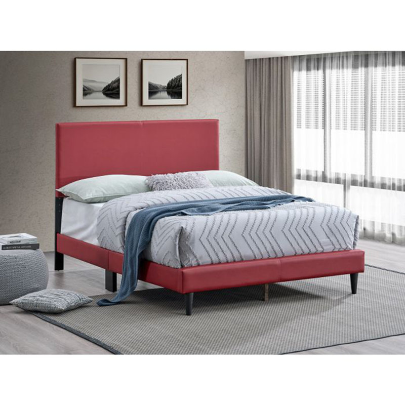 Base de lit plateforme moderne, Rouge, Double