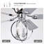5-Blade 52-Inch Chrome Ceiling Fan With 3-Light   Chandelier