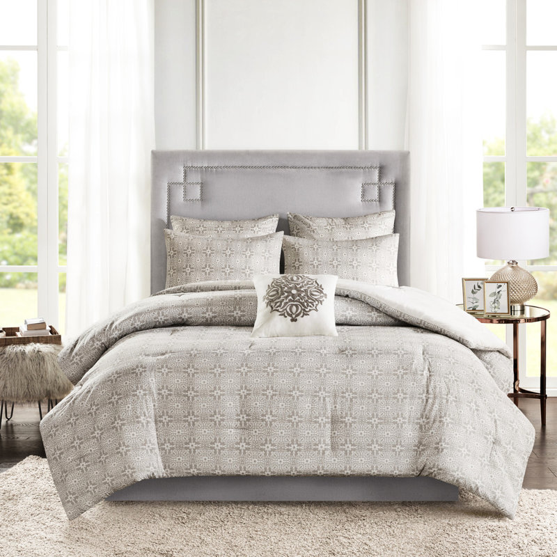 Édredon 6 pièces double / grand - coton réversible avec broderie impressionnante