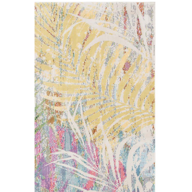 Tapis à motif floral vert / rose / jaune Samira, Tapis de couloir 2 pi 2 po x 7 pi