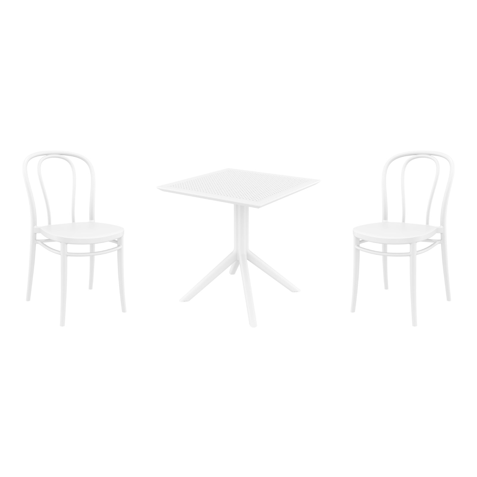 Farrah Square 2 - Person 60" Long Bistro Set, White