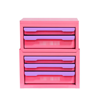 Pink-purple Storage Box With Five Drawers For Home And Office Organization, Steel, Stackable Design, Easy To Access Items Five Drawer-style In Cold Ro