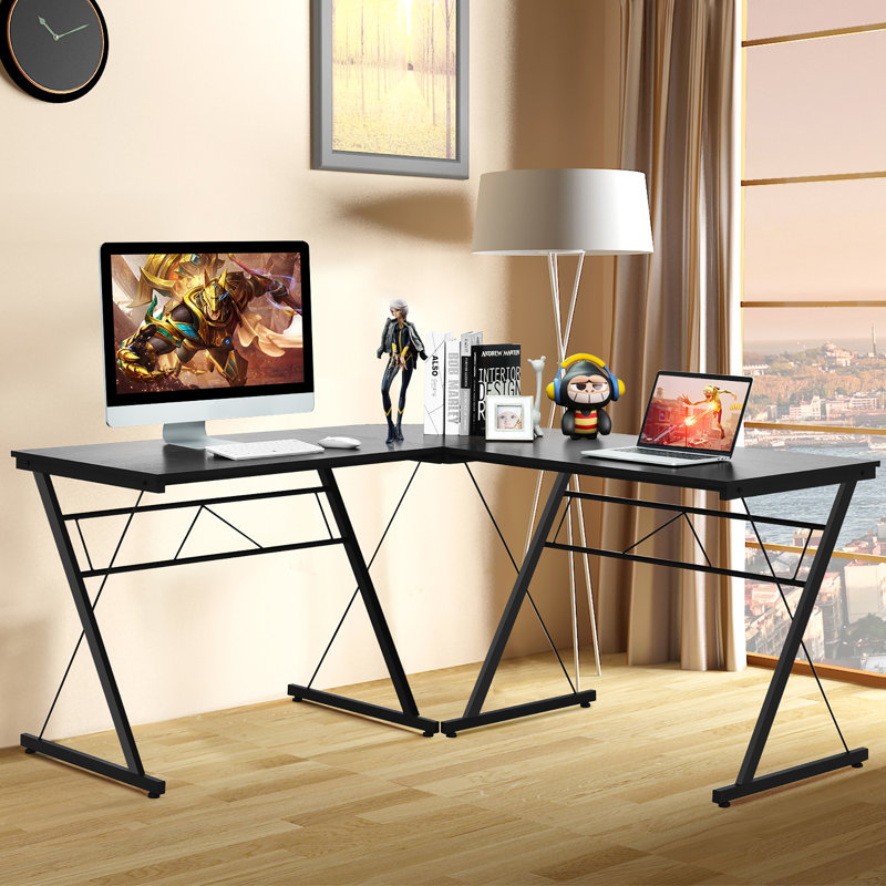 Bureau en L pour bureau à domicile, Noir