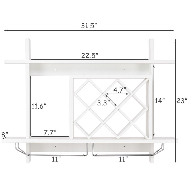 Alīna Wine Bottle & Glass Rack in White
