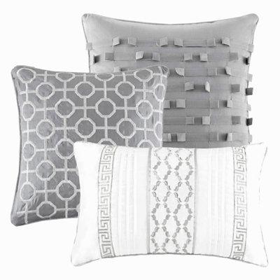 7 Piece Comforter Set Grey Queen