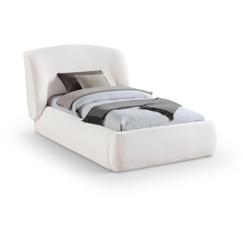 Lit tapissier Sandro, Simple, Tissu chenille crème