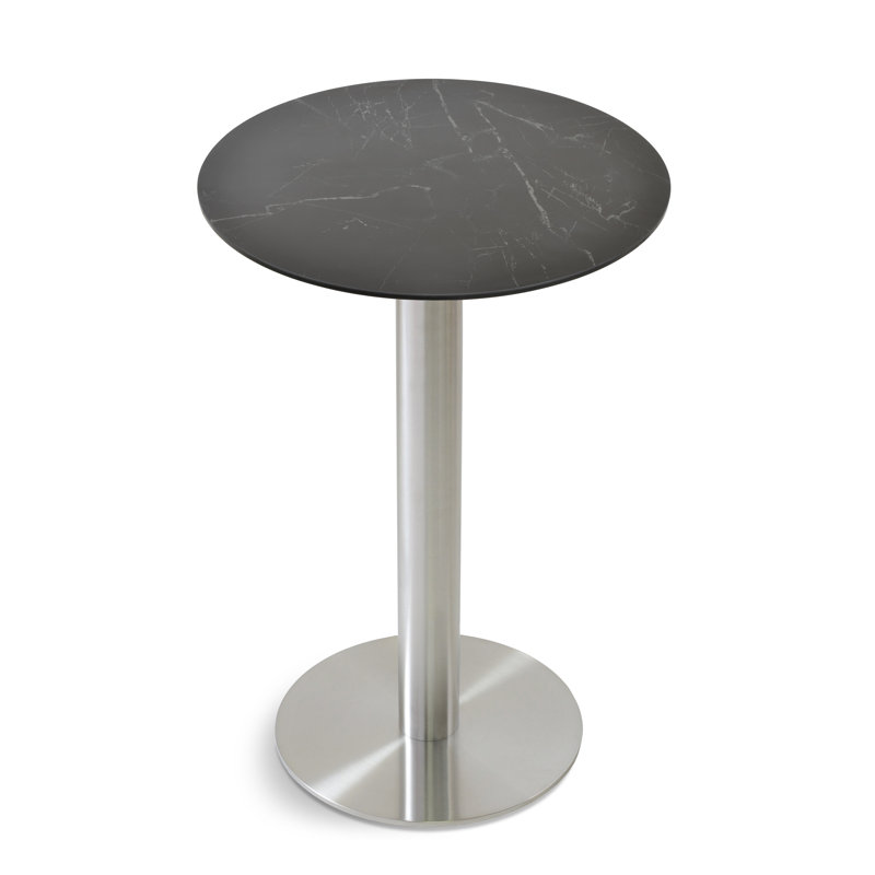 Table à piédestal en céramique Tango, Table de bar (hauteur de 42,5 po), Brossé