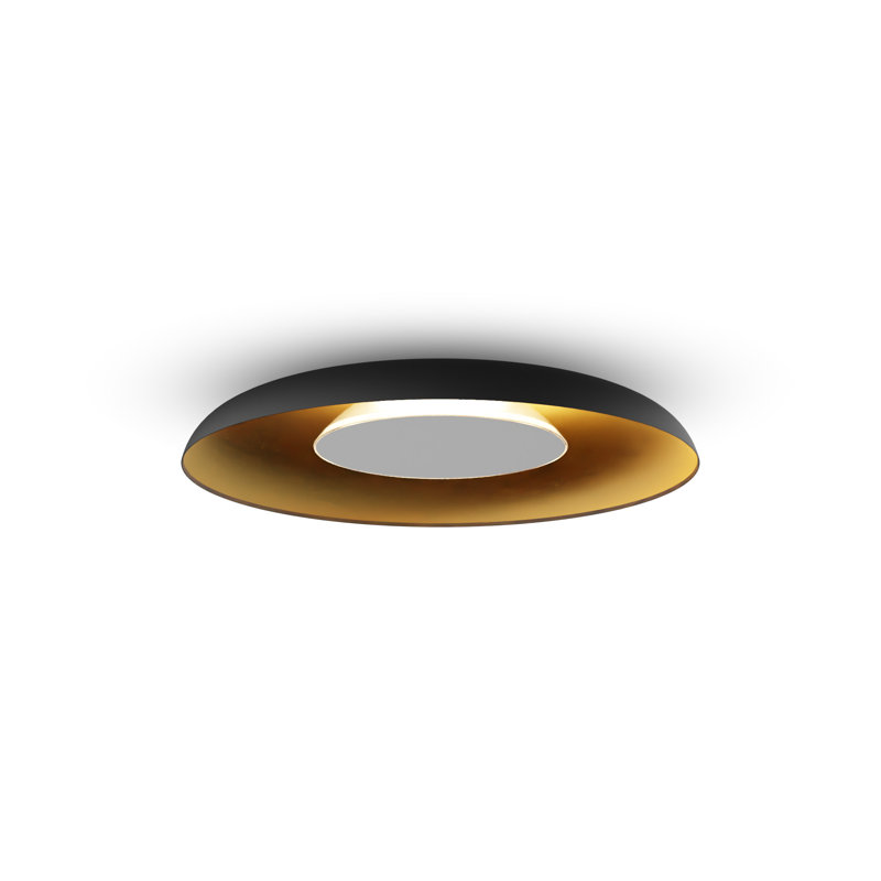 Ramen LED Flush Mounted Sconce, 3.5" H x 24" W x 24" D, Matte Black/Matte Black/Gold