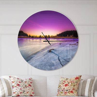 Sunrise over Frozen Lake Landscapes Wall Clock