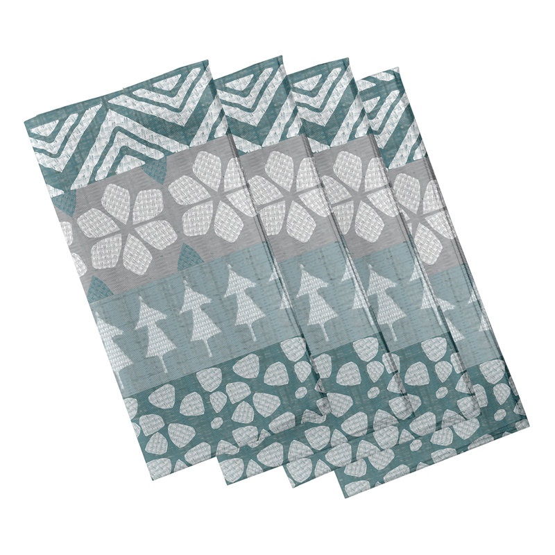 Chaithra Polyester Geometric Square Napkin, Blue