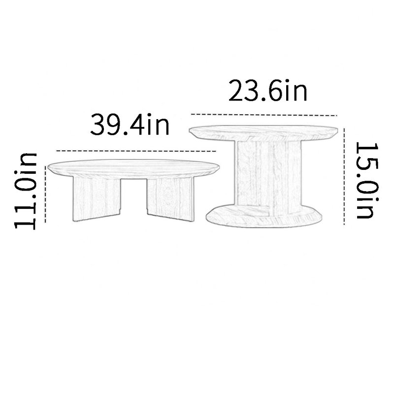 Table basse ronde simple en noyer noir