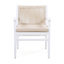 Ensemble de 2 chaises de salle à manger d'extérieur, fauteuil de patio en bois d'acacia avec dossier en corde et coussin hydrofuge, structure blanche, capacité de poids de 400 lb