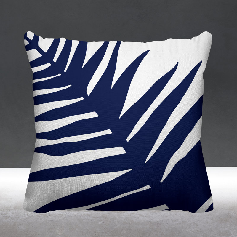 Fielding Outdoor Reversible Throw Pillow, 19W" x 19H", Navy Blue